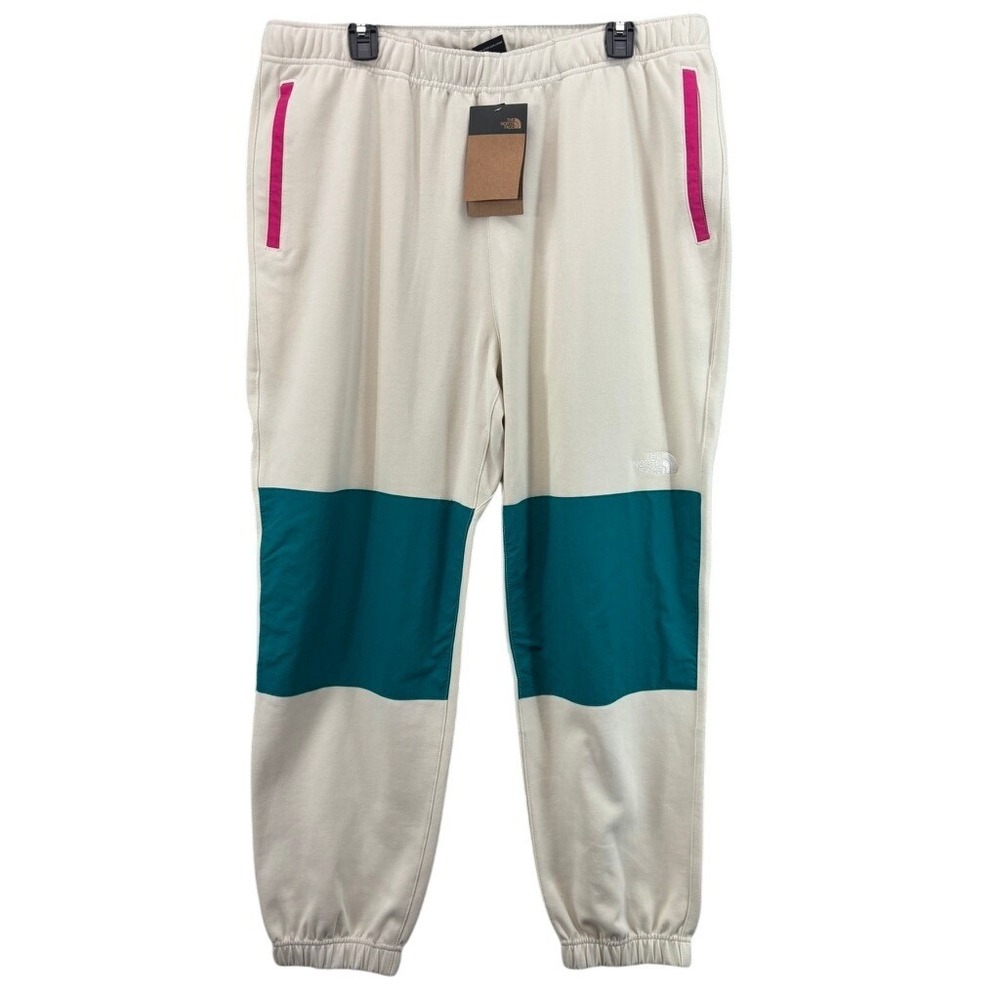 NWT The North Face Sweatpants Mens Sz XL Fleece White Teal Pink Gorpcore Outdoor